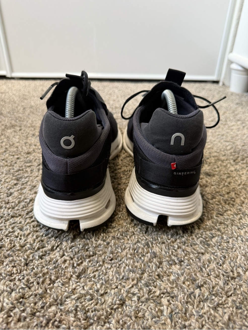 On Running Black and White Men's Cloudtec Sneakers - Picture 4 of 7